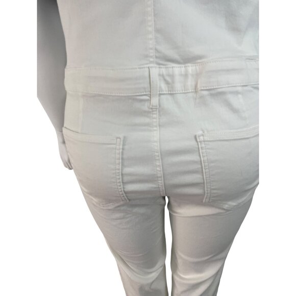 Gap Womens White Maternity Stretch Denim Overalls Adjustable Straps Sz XL - Picture 8 of 11